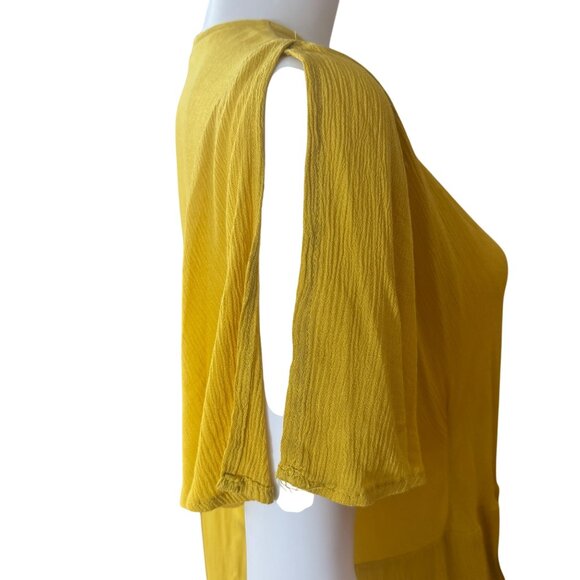 Lulus Women’s Wrap Maxi Dress XL Yellow Short Sleeve Lightweight Rayon - Picture 3 of 5